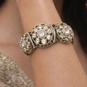 Antique kundan polki multi-medallion cuff bracelet