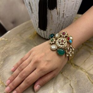 Multi-Gemstone Medallion Statement Cuff