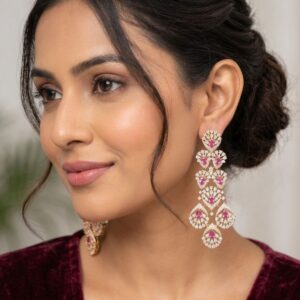 Elegant Tiered Floral Moissanite Chandelier Drop Earring