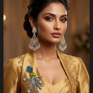 Diamond Web Statement Chandelier Earrings
