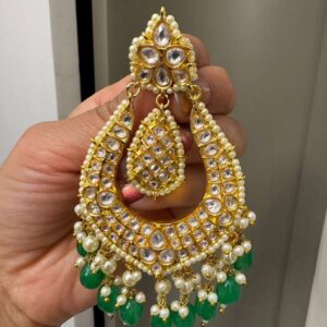 Gold Jadau Kundan Chandbali Earrings