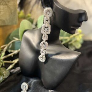 Elegant Crystal Geometric Long Linear Drop Earrings