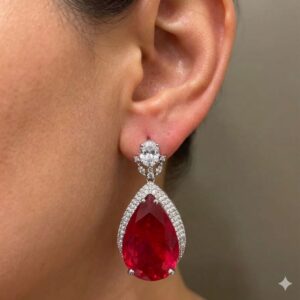 Red Teardrop Drop Earrings