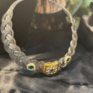 Silver Replica Braided Hansli Choker Necklace
