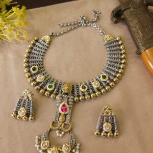 Dual-Tone Oxidized Silver Hasli Set