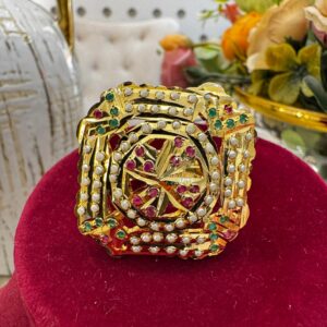 Traditional Round Polki Meenakari Ring