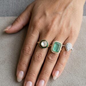 Modern Multi-Layered Diamond Wave Ring