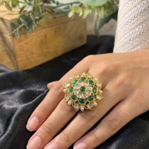 Delicate Ruby & Square Polki Ring