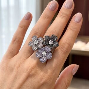 Modern Multi-Layered Diamond Wave Ring