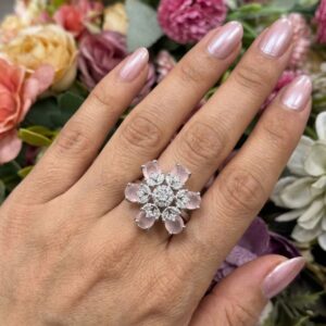 Contemporary Marquise Emerald Cluster Ring