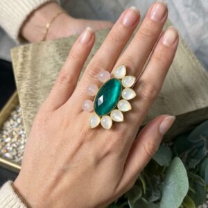 Contemporary Marquise Emerald Wave Ring