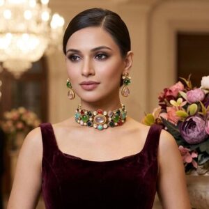 Multi-Gemstone Statement Broad Choker Set