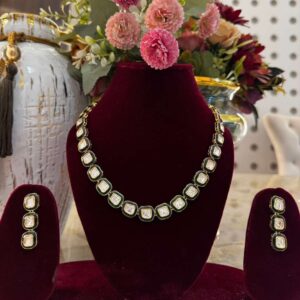 Square-Cut Green Meenakari Choker