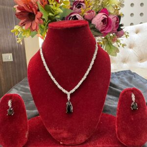 Jet Black Teardrop Pendant Necklace