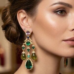 Royal Emerald and Diamond Heirloom Chandelier Drop Earrings