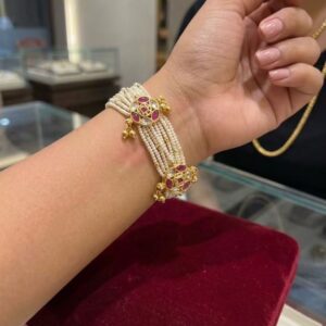 Gold-Plated Multi-Strand Seed Pearl Bracelet