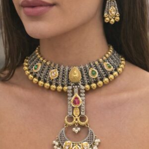 Dual-Tone Oxidized Silver Hasli Set