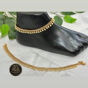 Gold-Plated Bead Droplet Anklet.
