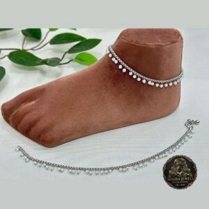 Silver Beaded Fringe Anklet