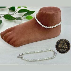 Minimalist Silver-Plated White Beaded Foot Anklet