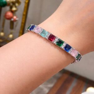 Multi-Color Rainbow Gemstone Tennis Bracelet