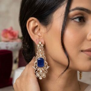 Luxe Rhodium-Plated Blue Sapphire & Cubic Zirconia Statement Dangler Earrings