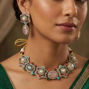 Antique Gold Floral Nakshi Dome Necklace