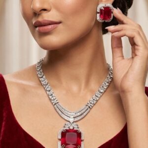 Cushion-Cut Ruby Statement Pendant Necklace