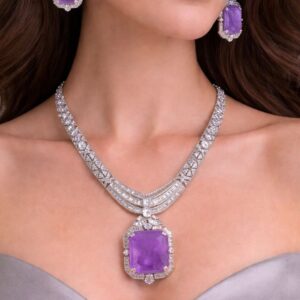 Cushion-Cut Lavender Statement Pendant Necklace