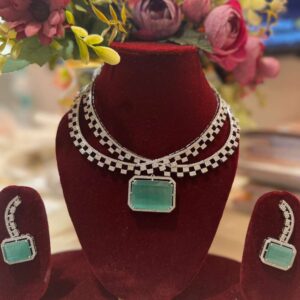 Emerald-Cut Mint Green Stone Set