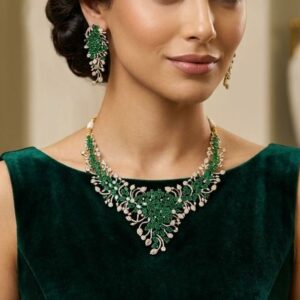 Emerald and American Diamond Necklace