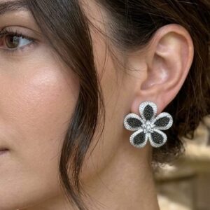 Black and White Floral Statement Studs