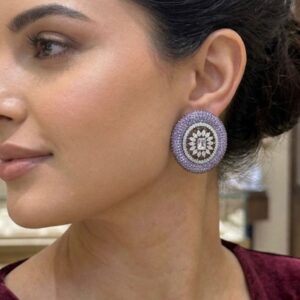 Modern Ruby Sunburst Halo Studs