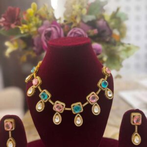 Multi-Color Pastel Stone Festoon Choker Set