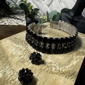 Deco Rhinestone Hinged Choker Necklace Set