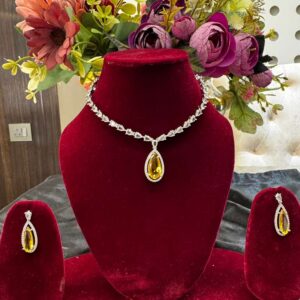 Citrine Yellow Teardrop Pendant Set