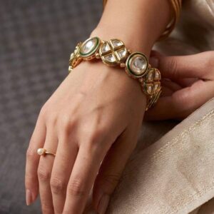 Gold-plate Kundan and Polki link