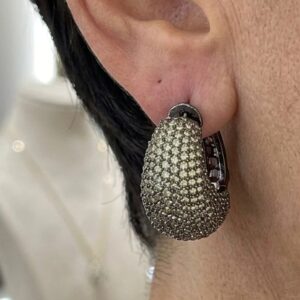 Silver Pave Cubic Zirconia Chunky Hoop Earrings
