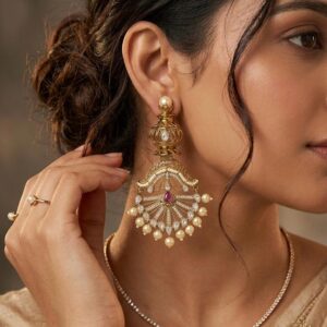 Kundan Polki Chandelier Earrings