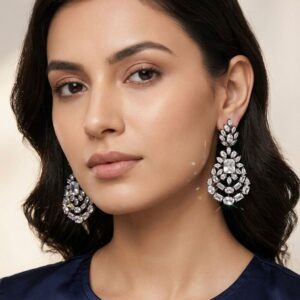 Elegant White Cubic Zirconia Cascading Chandelier Earrings