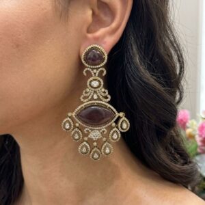 Vintage Indo-Western Amethyst and Kundan Chandelier Earrings