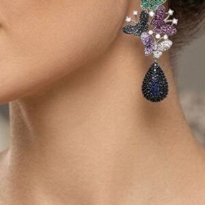 Luxury Multi-Color Crystal Butterfly Cluster Drop Earrings