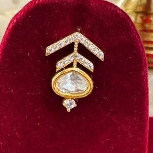 Modern Chevron Kundan and American Diamond Pendant