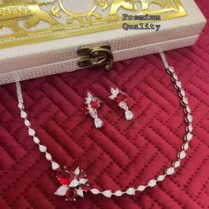 Red Floral Pendant Necklace