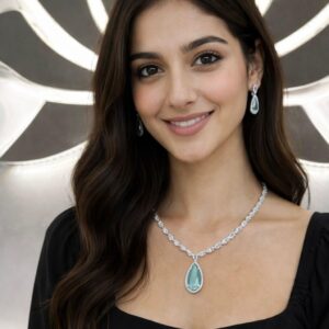 Mint Aqua Teardrop Pendant Necklace Set