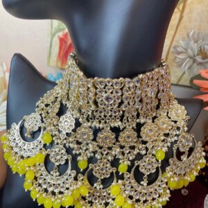 Heavy Silver Finish Faux Diamond Choker Bridal Jewellery Set