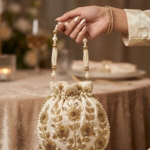 Traditional Zardozi Embroidered Potli Bag