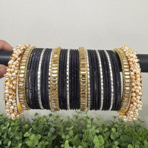 Royal Black & Gold Bangle Set