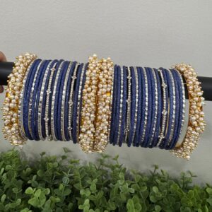 The Royal Midnight Blue & Pearl Bangle Set