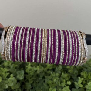 The Royal Magenta & Crystal Statement bangle Set